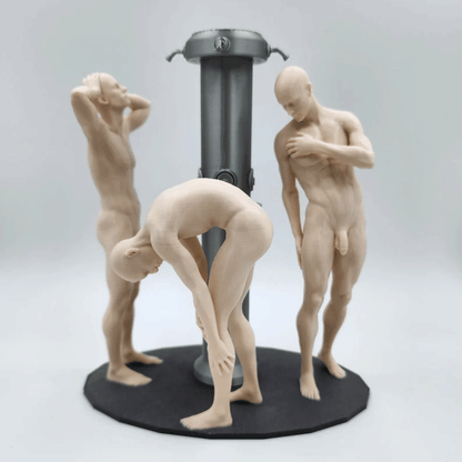 Three Athletes in Bradley Pole – Communal Shower Sculpture