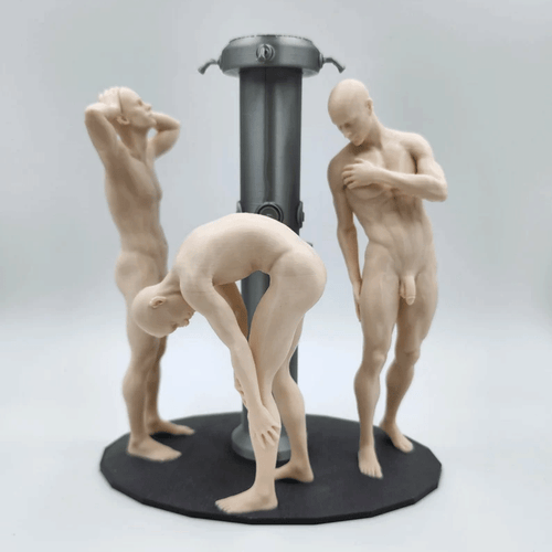 Three Athletes in Bradley Pole – Communal Shower Sculpture