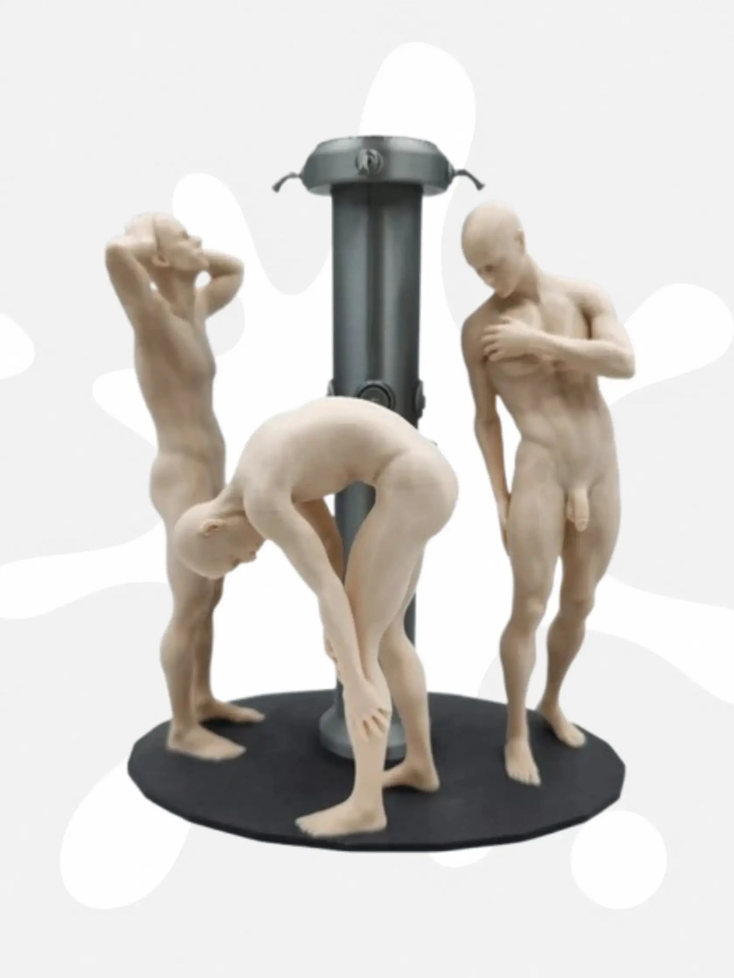 Three Athletes in Bradley Pole – Communal Shower Sculpture