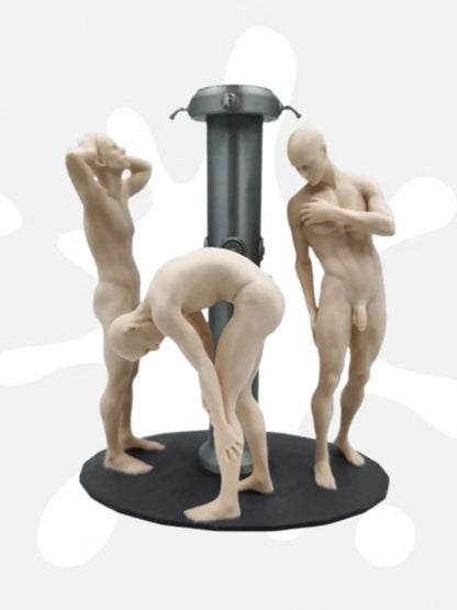 Three Athletes in Bradley Pole – Communal Shower Sculpture