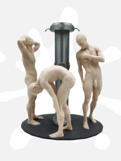 Three Athletes in Bradley Pole – Communal Shower Sculpture