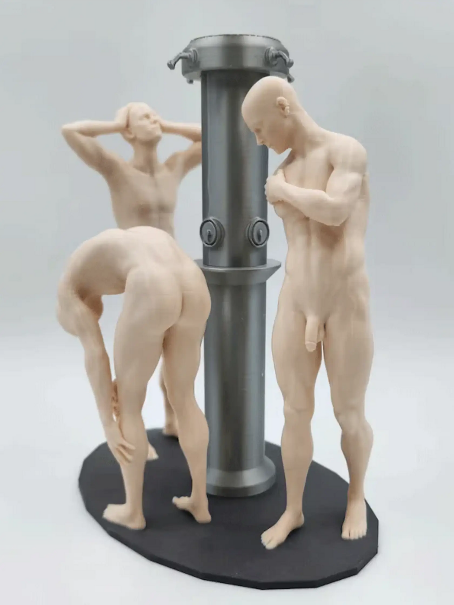 Three Athletes in Bradley Pole – Communal Shower Sculpture