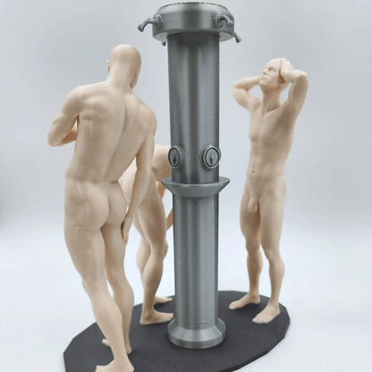 Three Athletes in Bradley Pole – Communal Shower Sculpture