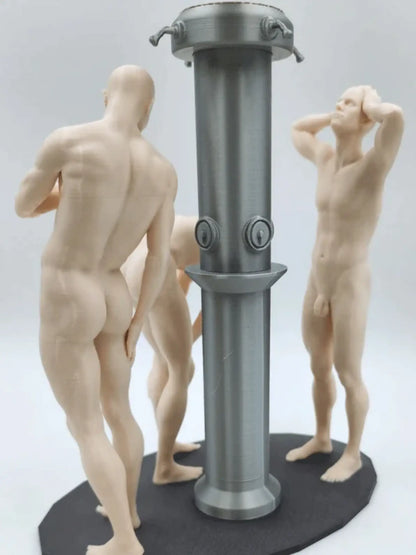 Three Athletes in Bradley Pole – Communal Shower Sculpture